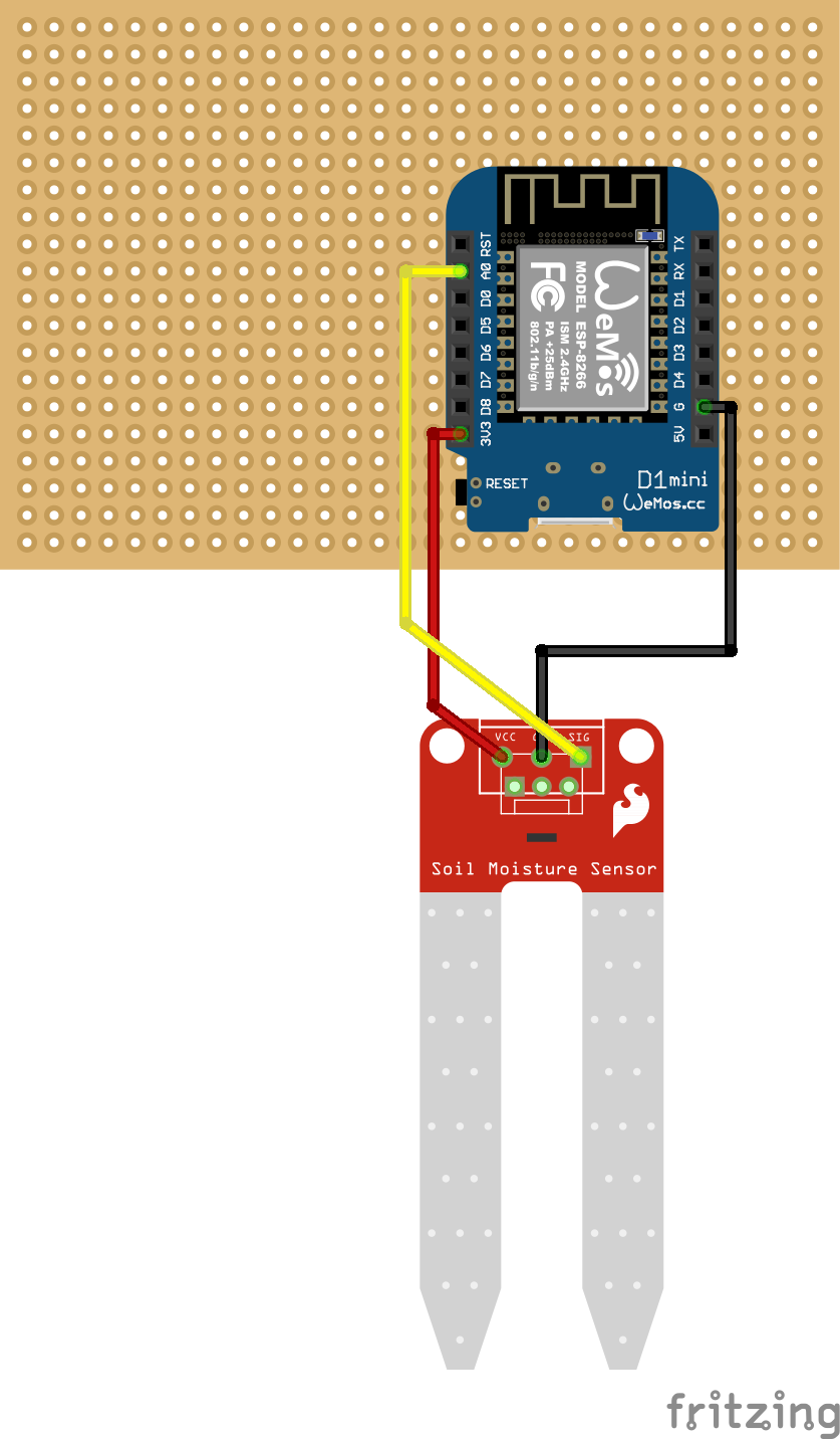 Steckplatinenbild mit dem Sensor